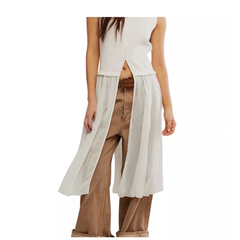 Free People Chiffon Overlay Midi Skirt Panel in White